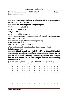 Kiểm tra 1 tiết (số 3) môn Hoá 9